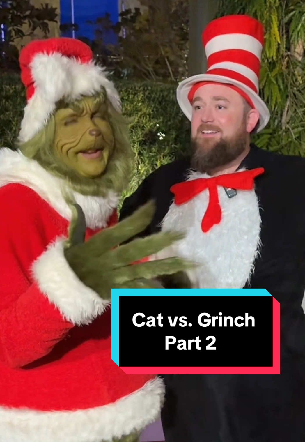 TikTok post by @disneydanyoutube for Halloween Costumes. Caption reads: 🎄🐱Who has a better movie? #CatInTheHat or the....