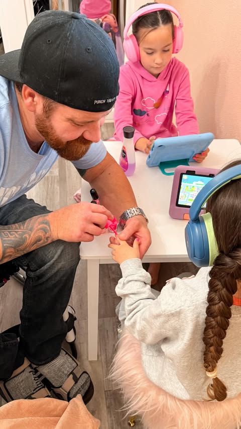 Instagram post by @thewheelchairdad for iClever. Caption reads: [...] a fun day & the girls LOVE their new....