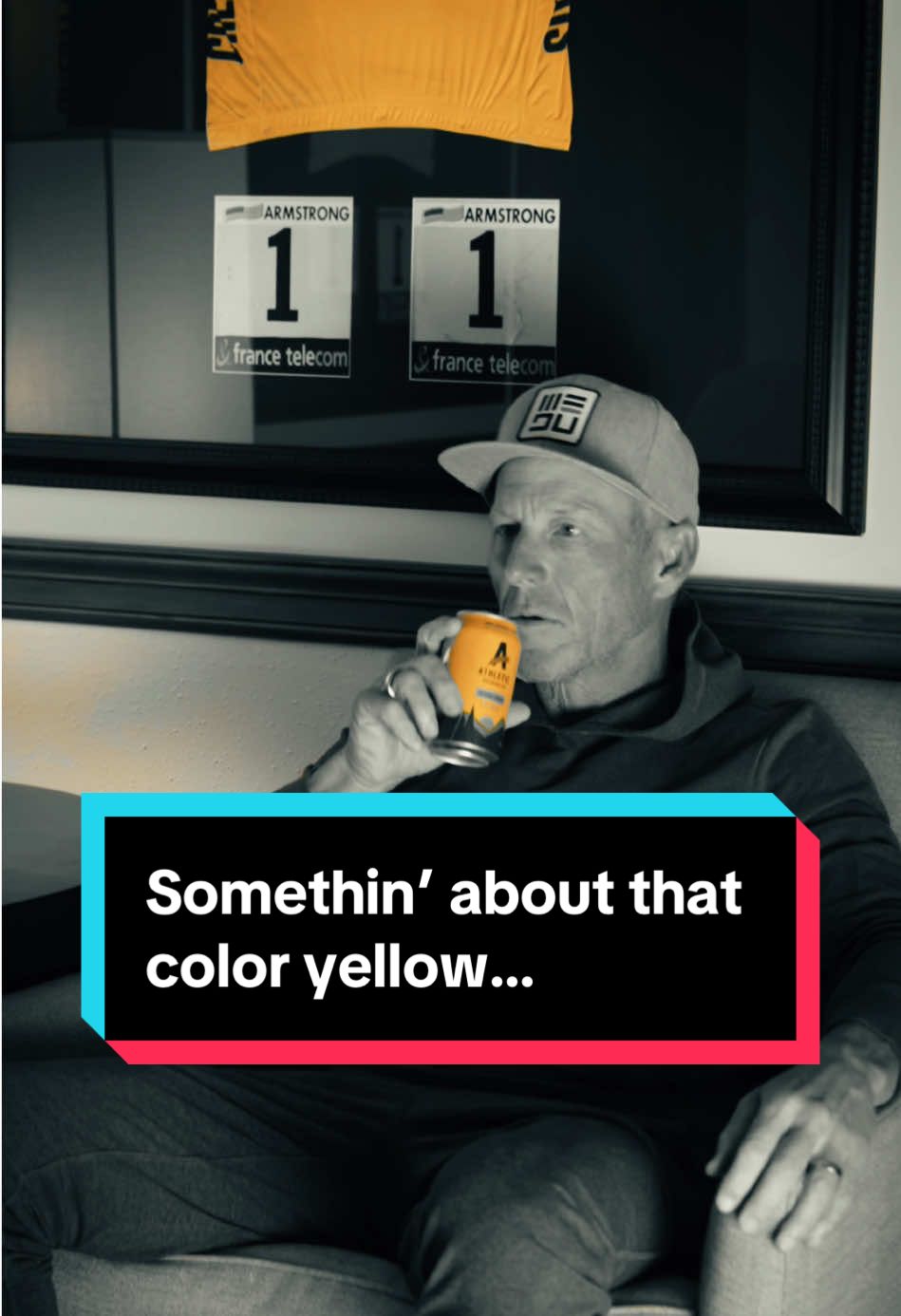 TikTok post by @lancearmstrong for Athletic Brewing. Caption reads: Somethin’ about that color yellow… 🎥: IG/coltyn....