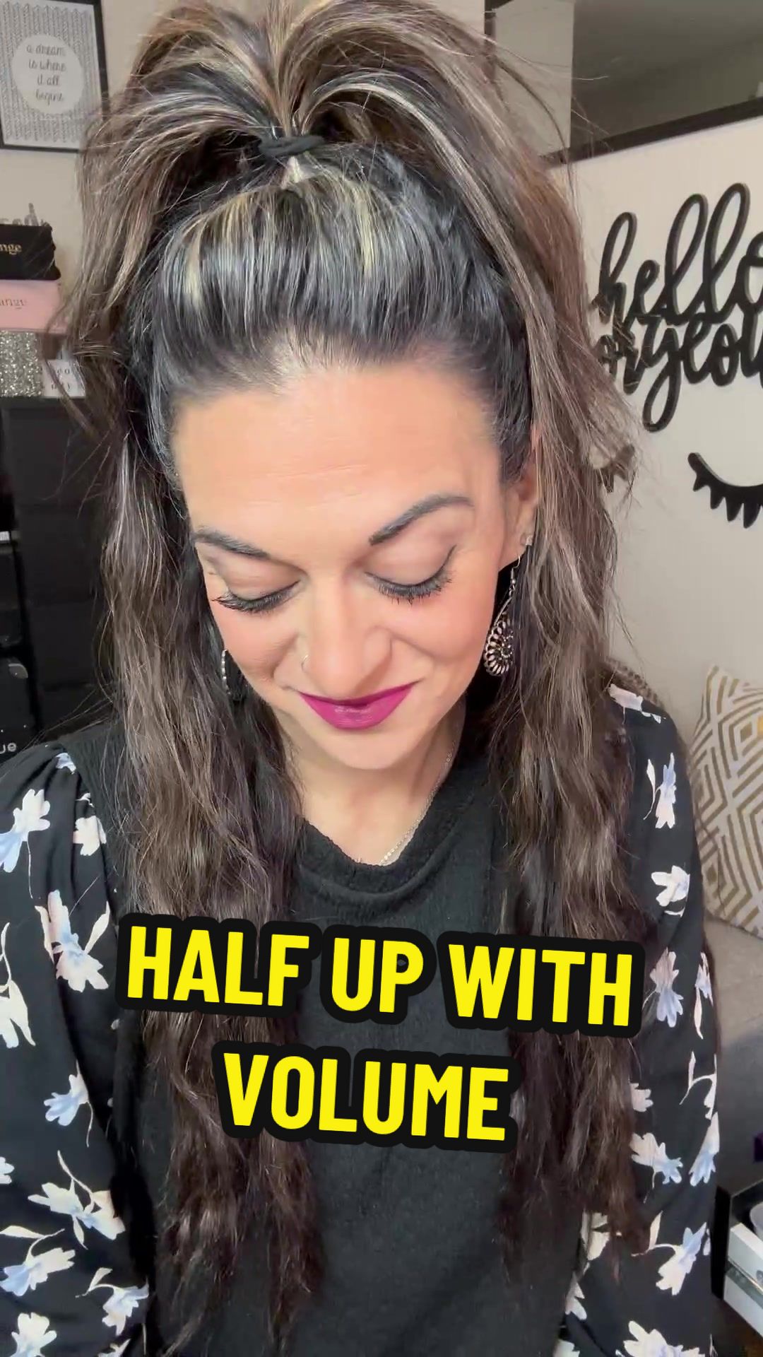TikTok post by @ginadinko for L'ange Hair. Caption reads: Day 3 waves and a half up with some volume! 🩷....