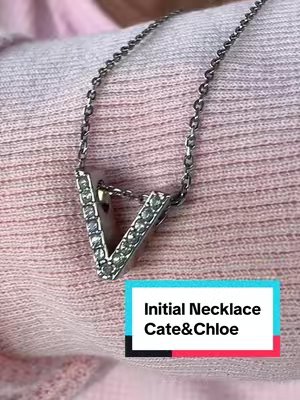 TikTok post by @valerie.sims2 for Cate & Chloe Jewelry. Caption reads: Get your initial necklace before it’s gone!....