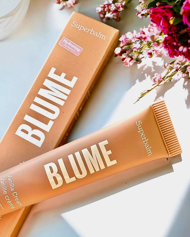 Instagram post by @thebestfacebeautyblog for Blume. Caption reads: 🥳✨ NEW LAUNCH ALERT! ✨🥳 Many years went into....