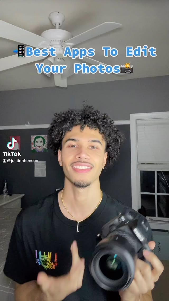 Instagram post by @justinnhenson for Vsco. Caption reads: [...] apps to edit photos 📲📸 #adobelightroom....