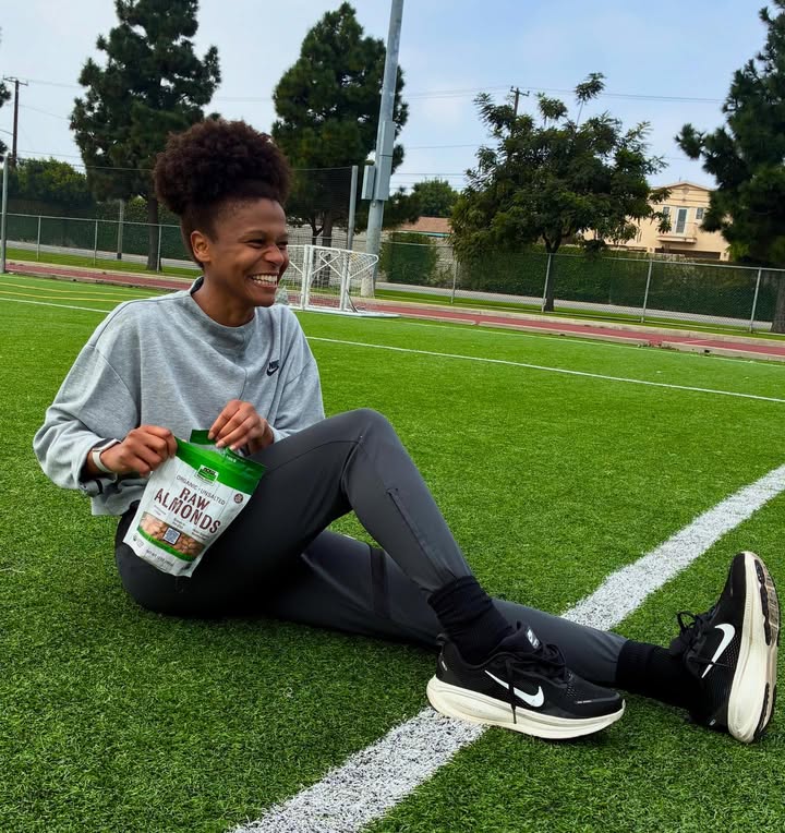 Instagram post by @simonecharley for NOW Foods. Caption reads: The best offseason snacks courtesy of....