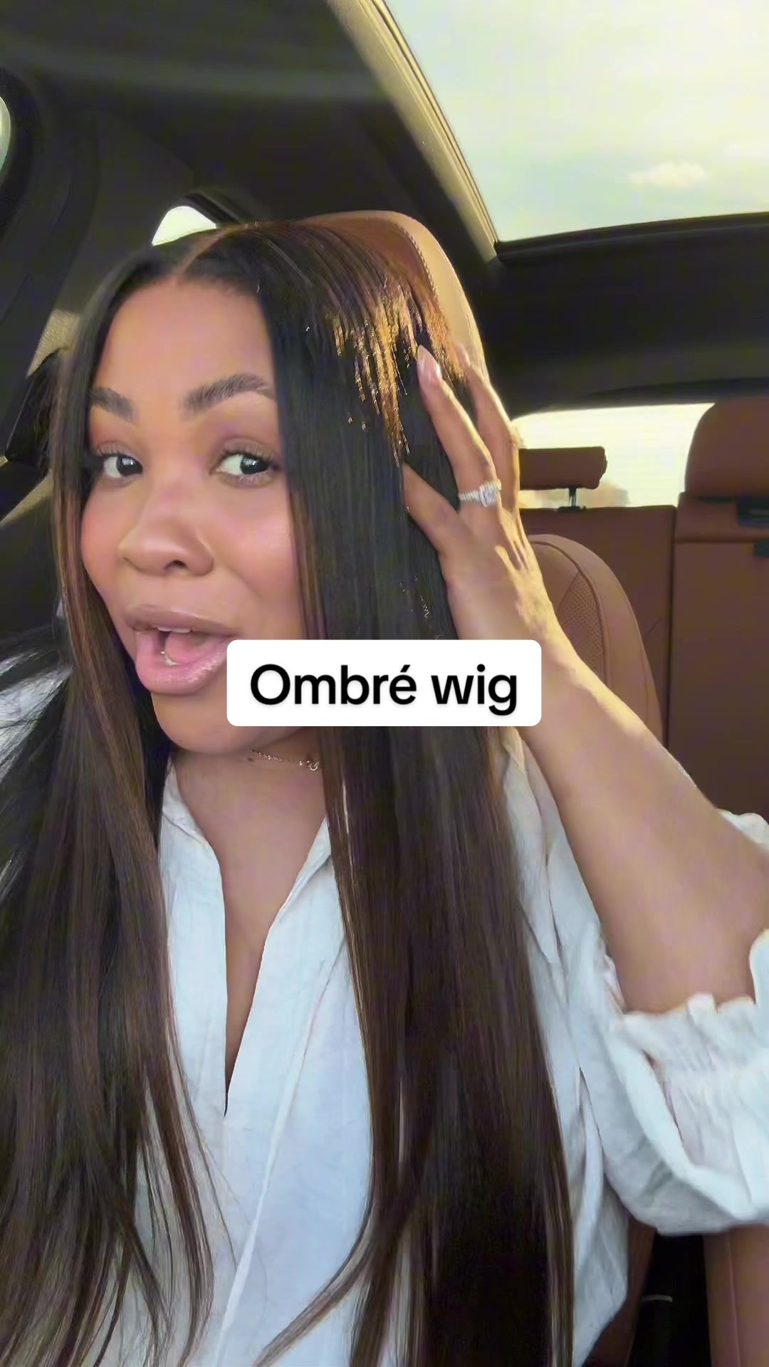 TikTok post by @shilohstemple for Nadula. Caption reads: [...] wig that came pre colored🔥🔥🔥 24” ombré....