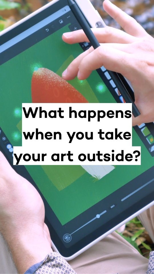 Instagram post by @lplucas for Wacom. Caption reads: “POV: You go outside to draw mushrooms and nature....