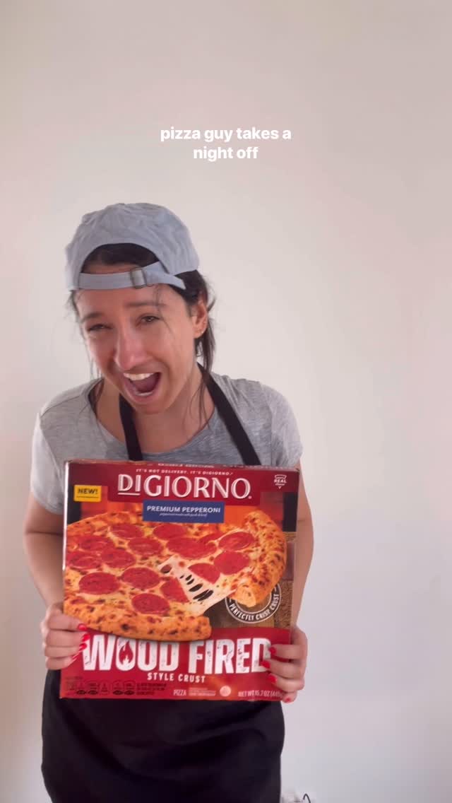 Instagram post by @beccabastos for DiGiorno. Caption reads: #ad off the clock with new @digiorno Wood....