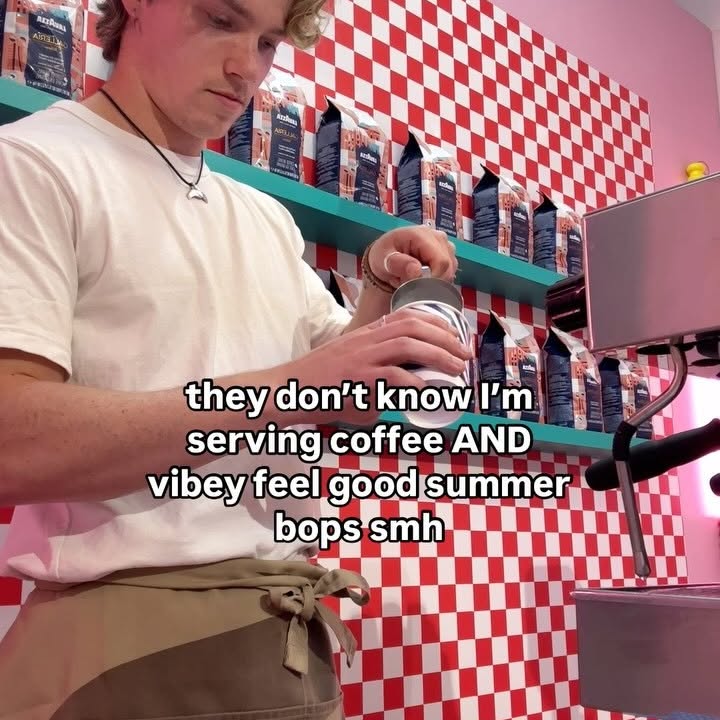 Instagram post by @kieranmusic for Lavazza. Caption reads: lemme me make your coffee.