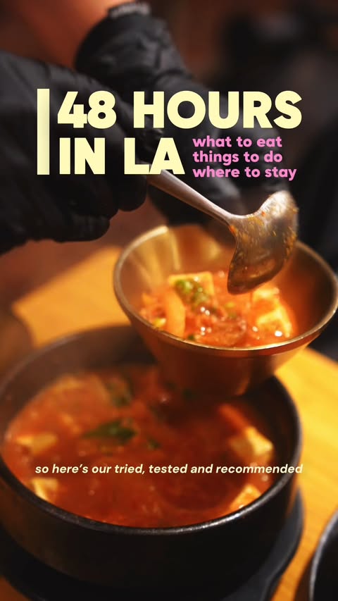 Instagram post by @dejashu for Visit California. Caption reads: Save our Los Angeles food recommendations....