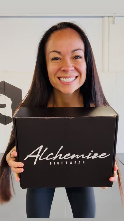 Instagram post by @utahjitsmama for Alchemize Fightwear. Caption reads: [...] I have officially partnered with....