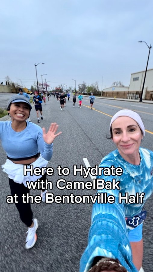 Instagram post by @pittmanfit for CamelBak. Caption reads: [...] showed up, the energy was high, and....