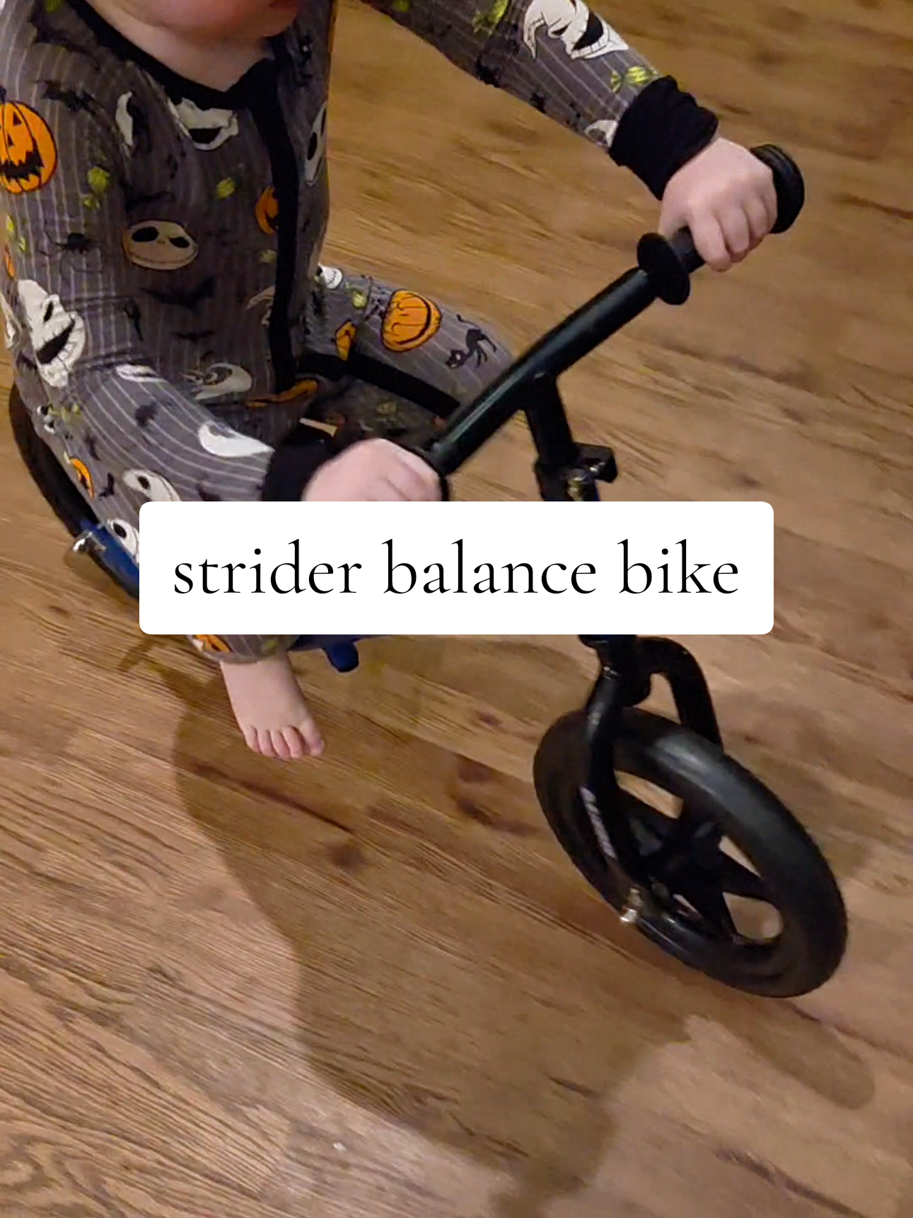 TikTok post by @jordandepascale for Strider Bikes. Caption reads: [...] thanks to our Strider balance bikes!....
