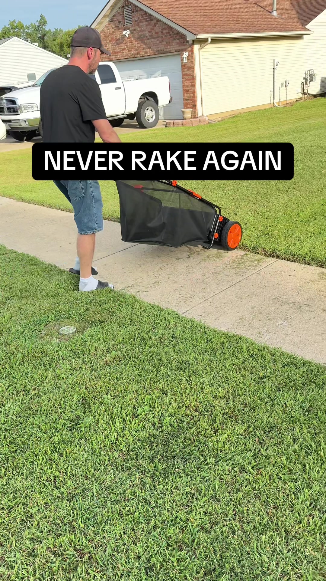 TikTok post by @janetleegarrett for VEVOR Home Improvement. Caption reads: @VEVOR Store #lawnsweeper....