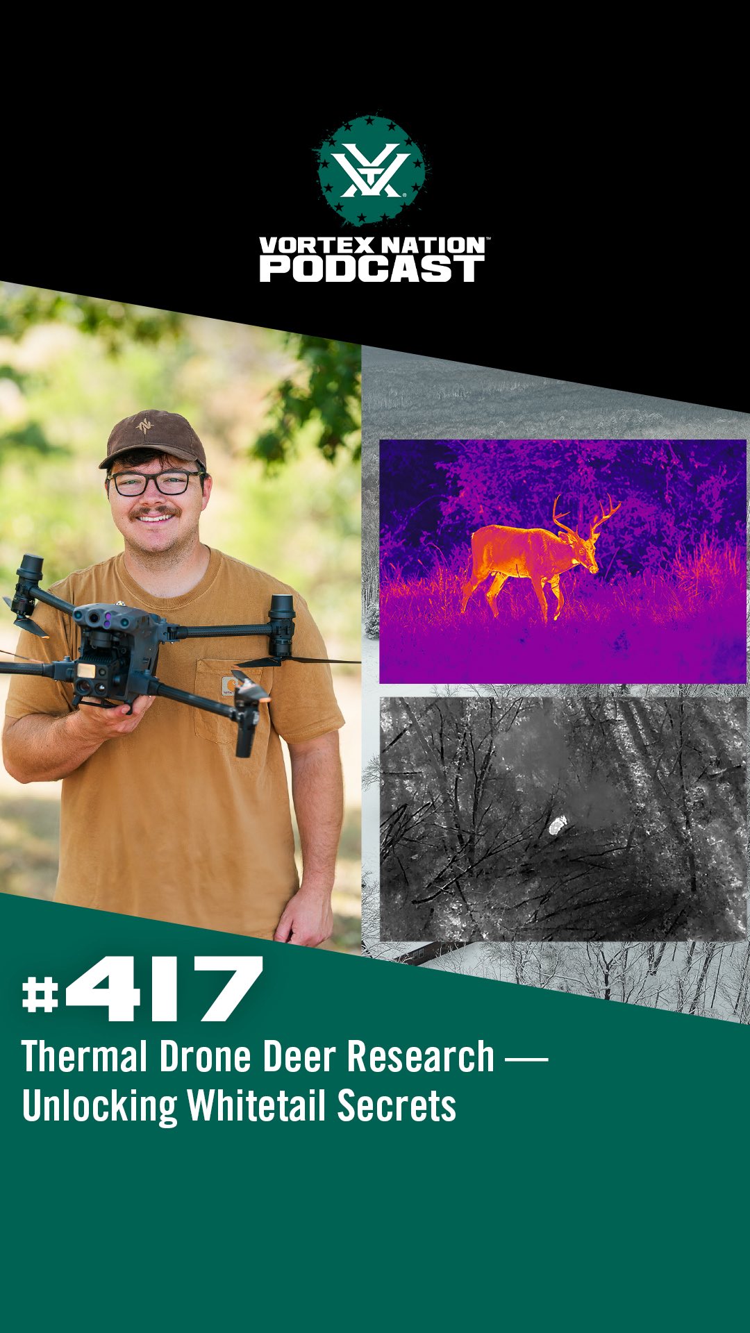 Instagram post by @whitetailresearch for Vortex Optics. Caption reads: Derrick Dixon, founder of @whitetailresearch....