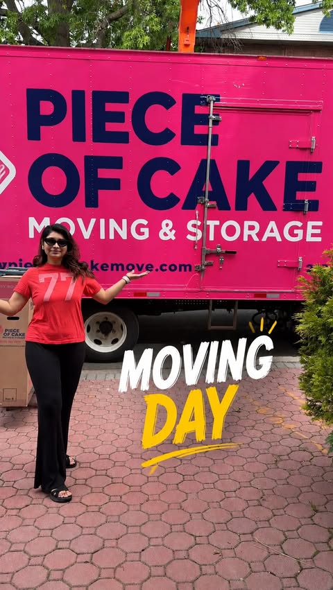 Instagram post by @therealpooo for Piece of Cake Moving & Storage®. Caption reads: Move day after almost 5 years 📦✨ One chapter....