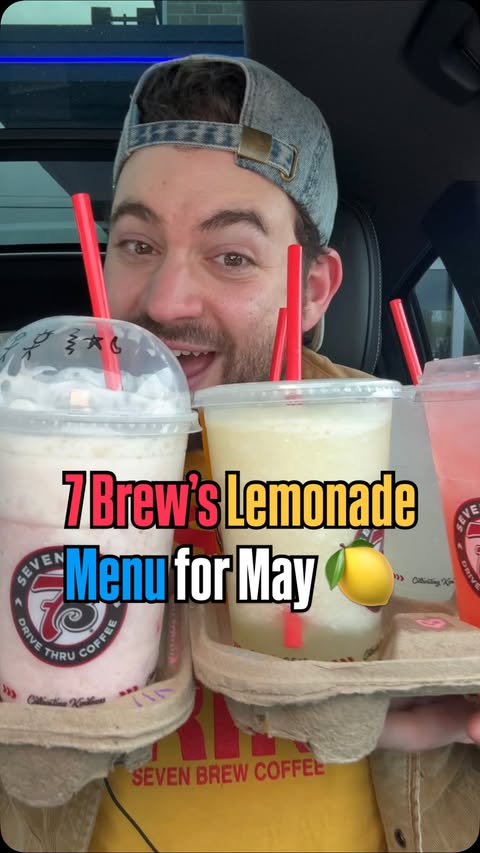Instagram post by @snachwithzach for 7 Brew Coffee. Caption reads: #7BrewPartner @7brewcoffee’s new 🍋LEMONADES🥤are....