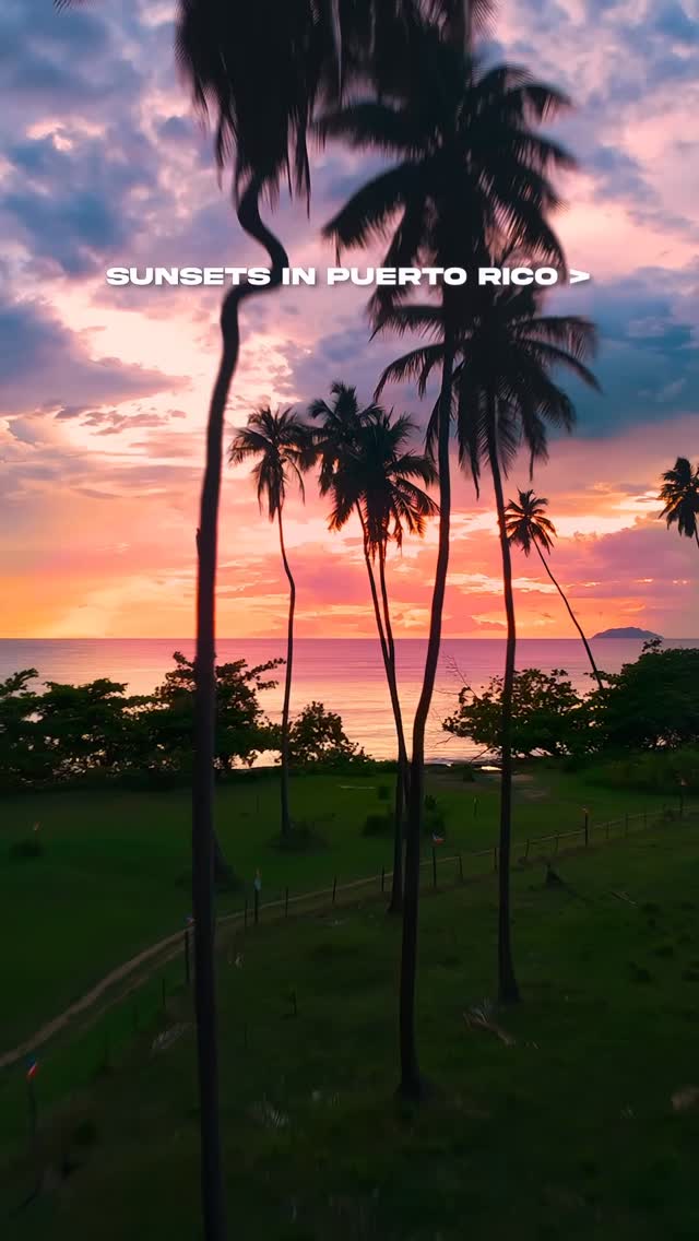 Instagram post by @chrisrogers for Discover Puerto Rico. Caption reads: Sunsets on Puerto Rico’s West Coast are not to be....