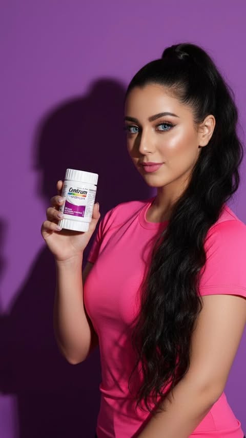 Instagram post by @shakyaboalfatoh for Centrum. Caption reads: [...] Hair + skin support + Hormonal balance....