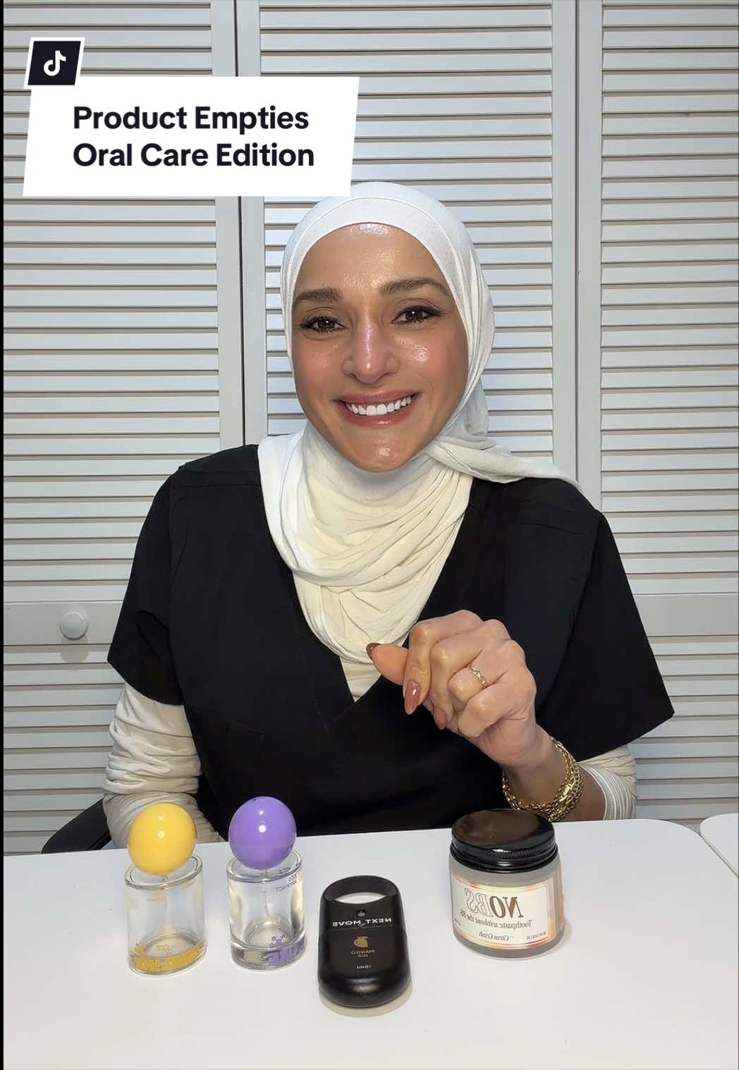 TikTok post by @inemanshome for biöm. Caption reads: Product Empties: Oral Care Edition: products....