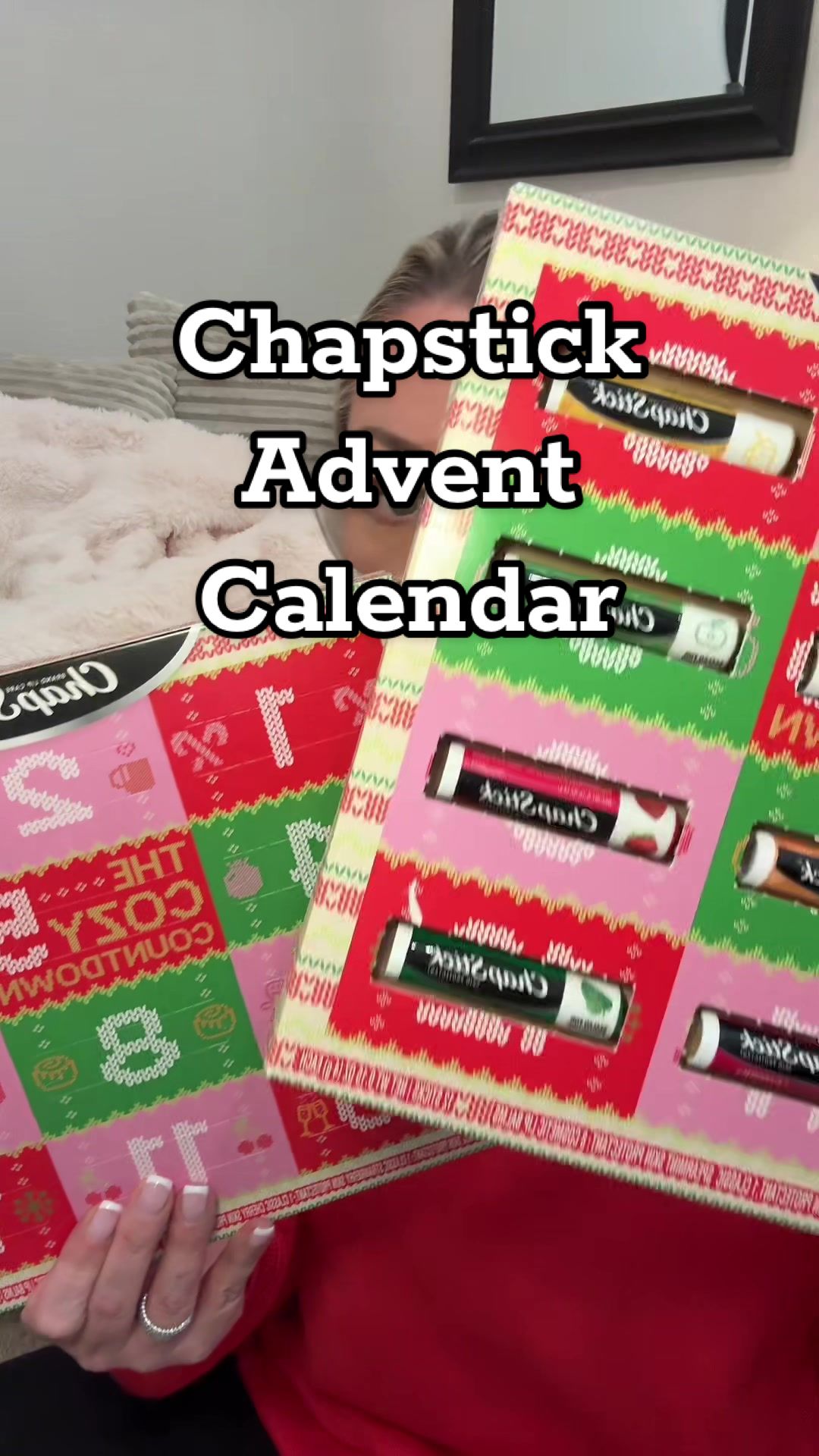 TikTok post by @rachelcbee for ChapStick. Caption reads: 🎄💋 12 days of lip-loving magic! The ChapStick....
