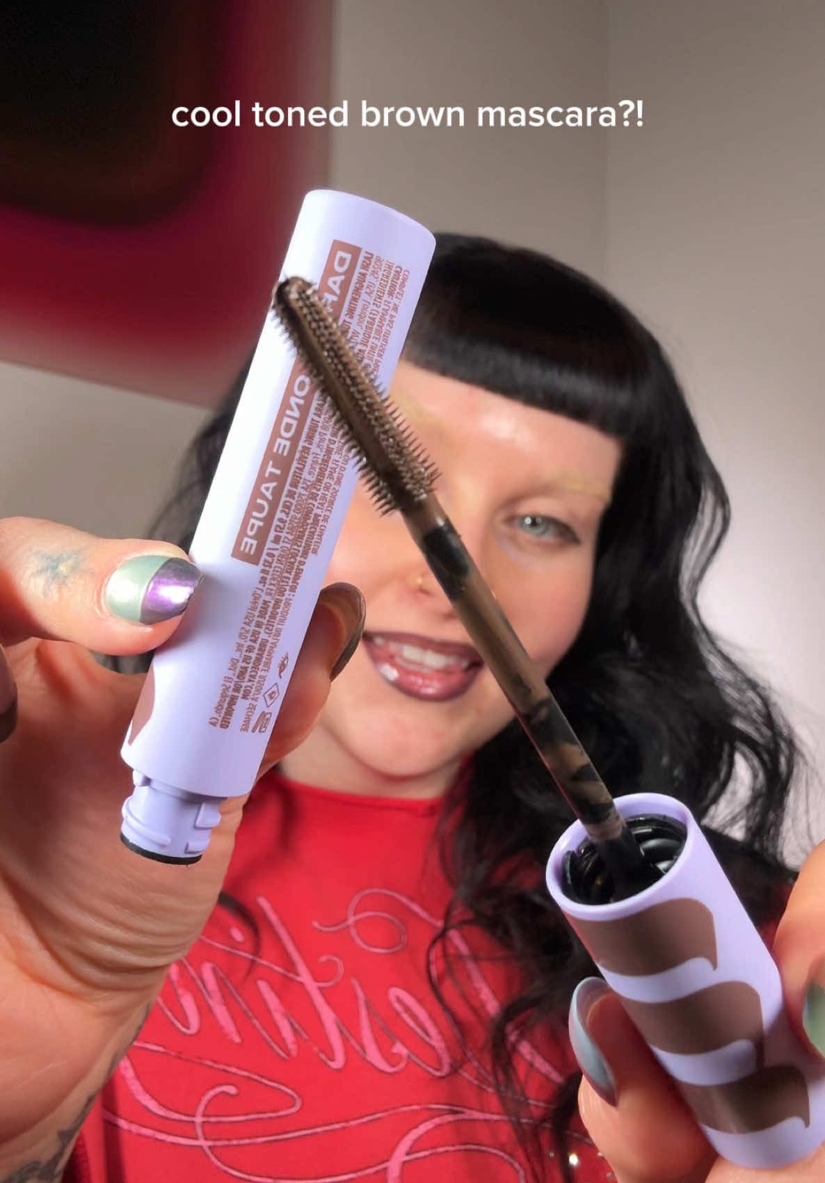 TikTok post by @theglowscout for Urban Decay. Caption reads: [...] to try this shade - tube job mascara from....