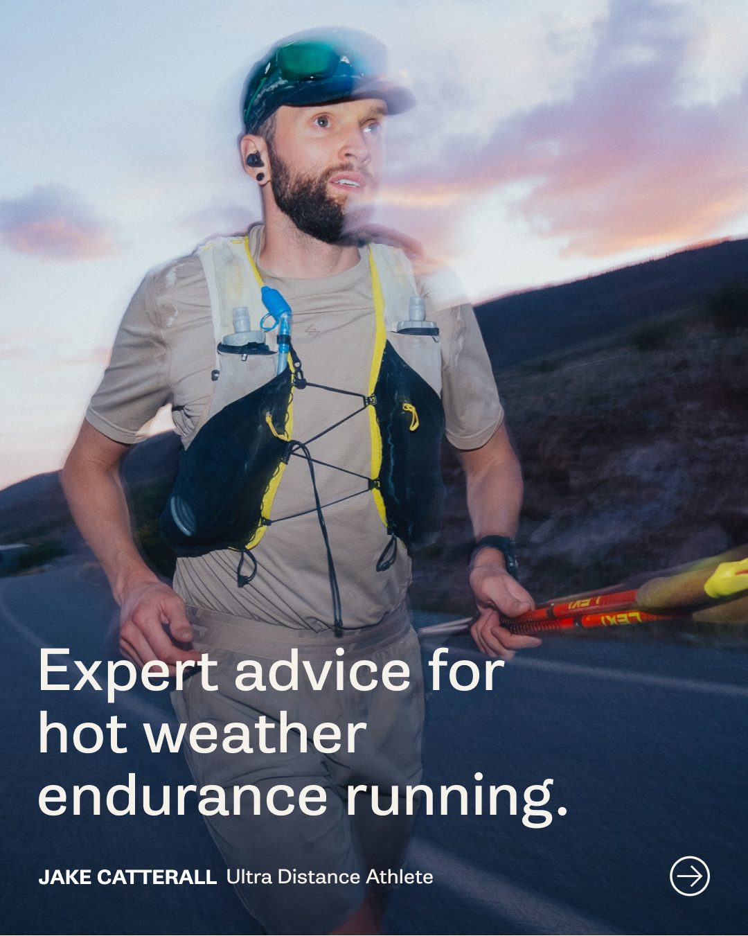 Instagram post by @jakecatterall for Merrell. Caption reads: With a 350km ultra marathon under his belt, who....