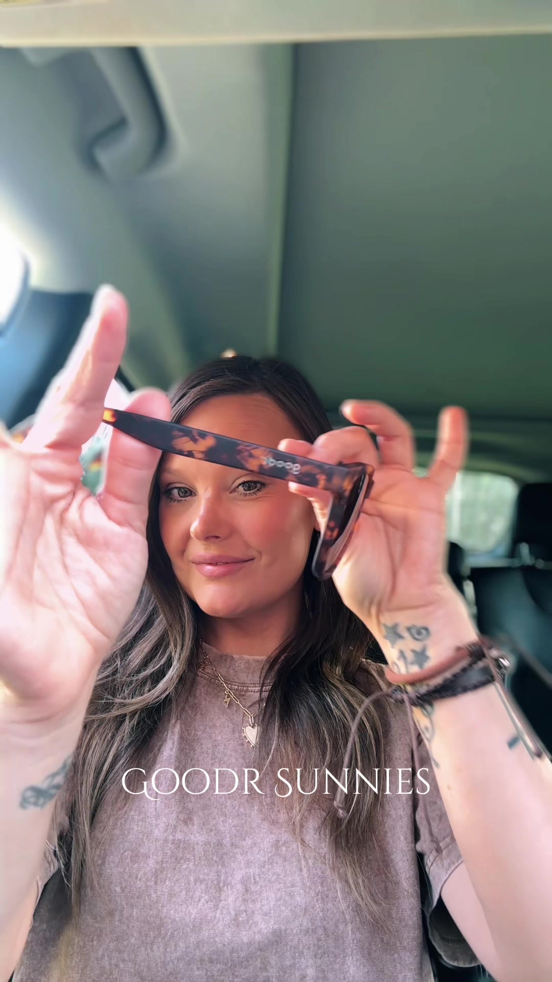 TikTok post by @mindentharp for Goodr. Caption reads: Goodr Sunglasses 🤎 #goodr [...].