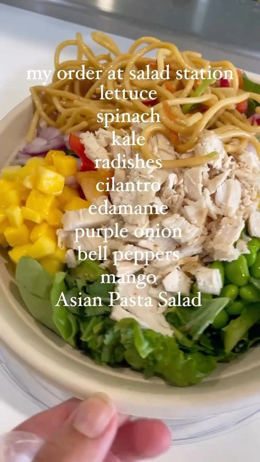 Instagram post by @thevintagefork for Salad Station. Caption reads: what’s in your salad? Check out what I put in mine....