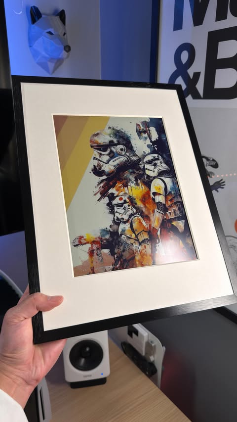 Instagram post by an influencer for SwitchBot. Caption reads: [...] I got the AI Art Frame from SwitchBot and....