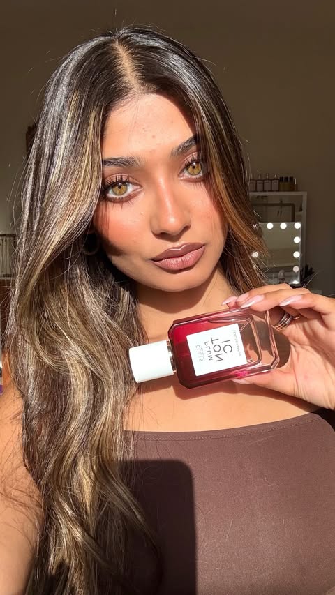 Instagram post by @maham.mlk for ELLIS BROOKLYN. Caption reads: you can shop the @ellisbrooklyn Plum Tonic perfume....
