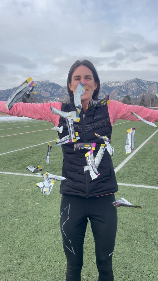 Instagram post by @gwenjorgensen for Skratch Labs. Caption reads: Happy 10th birthday @skratchlabs all week long my....