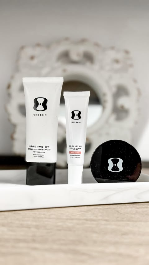 Instagram post by @jaimemichelle for OneSkin. Caption reads: Three of my must haves from @oneskin.co | The only....