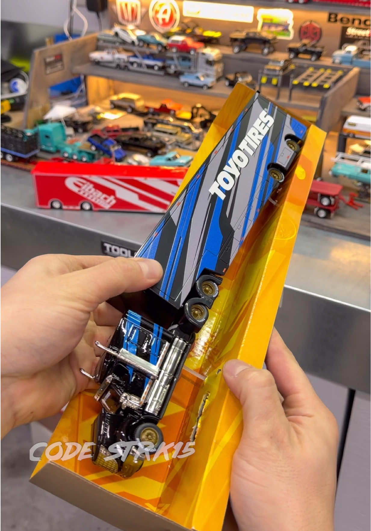 TikTok post by @streettruckdiecast for Temu. Caption reads: [...] for younger collectors 🤘🏼 Available @Temu ....