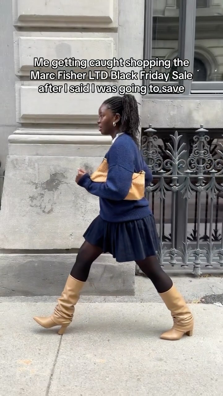 Instagram post by @samwellla for Marc Fisher. Caption reads: Girl Math: 30% off Marc Fisher = basically free....