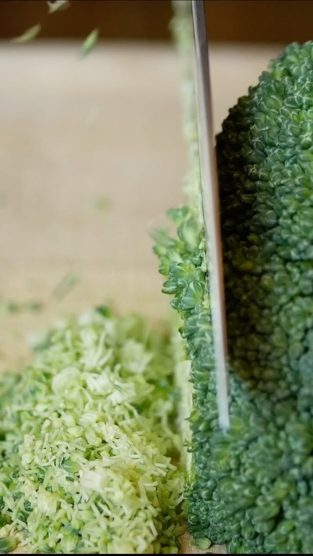 Instagram post by @chefbrandonallen for New West KnifeWorks. Caption reads: Enjoy some broccoli zen with the @nwknifeworks....