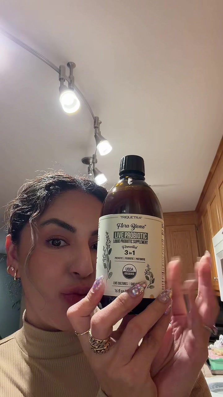 TikTok post by @monnbeautymua for Triquetra Health. Caption reads: Good health starts in the gut 🤓📝 @Triquetra....