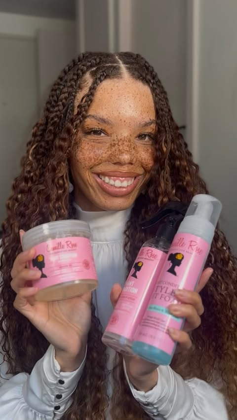 Instagram post by @mahogany.amour for Camille Rose. Caption reads: [...] styles are meant to protect!!!....