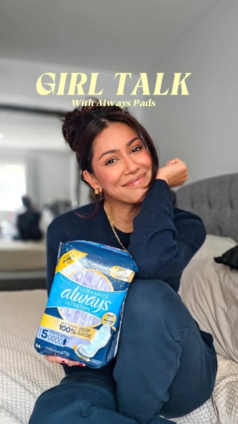 Instagram post by @kimberleymarquis_ for Always. Caption reads: Serious GIRL TALK!! #AD #SponsoredbyAlways Are we....