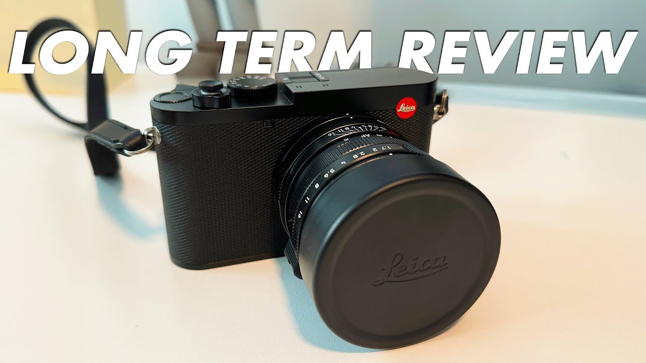 YouTube post by @ADesignersLife for StrapsCo. Caption reads: Leica Q3 Camera Long Term Review - Is It ACTUALLY....