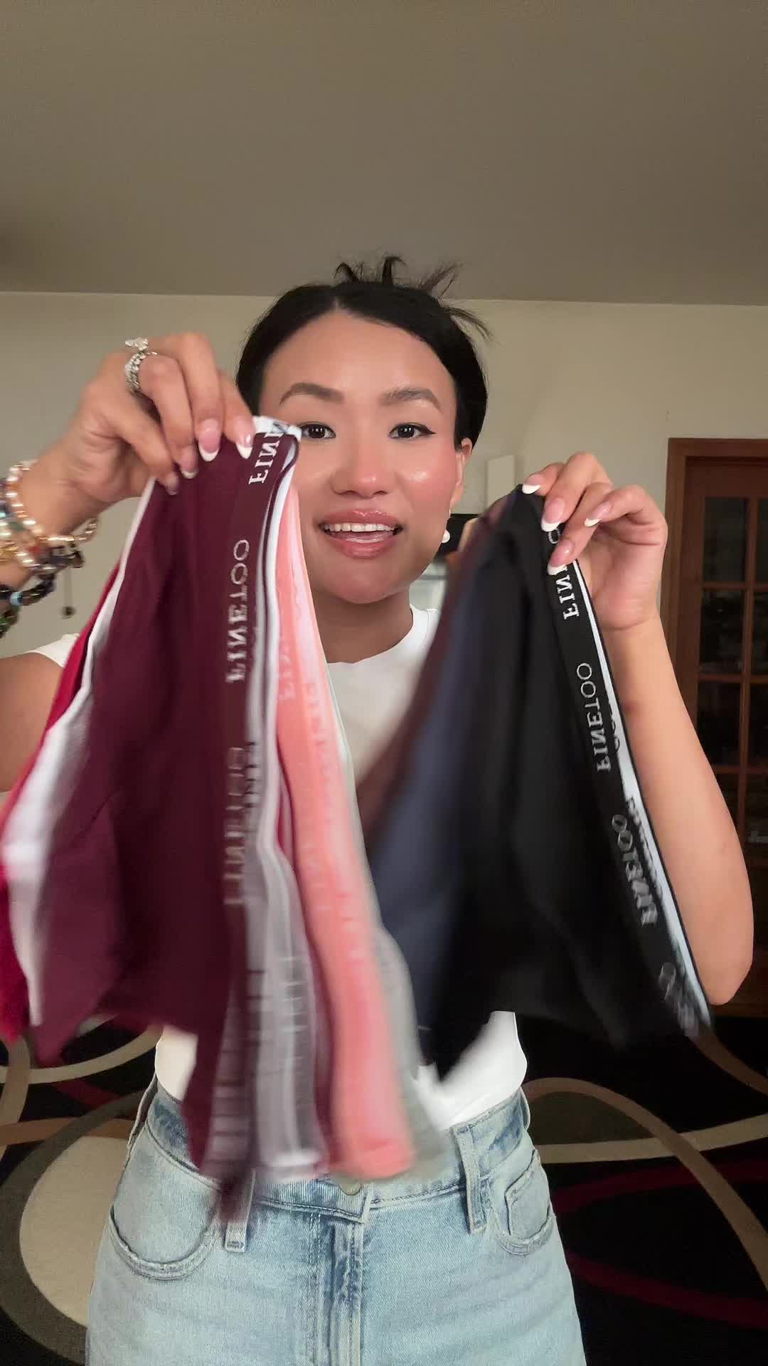 TikTok post by @geetagurung19 for FINETOO. Caption reads: FINETOO 10PCS Cotton Hipster Panties for Women....