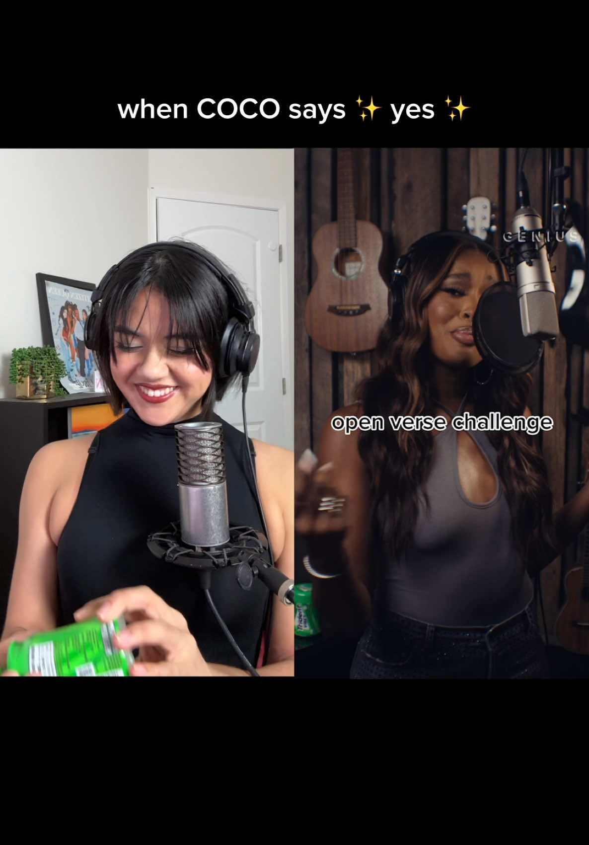 TikTok post by @ninaannnelson for Genius. Caption reads: [...] #ChewItUpChallenge #refreshyourrhythym....