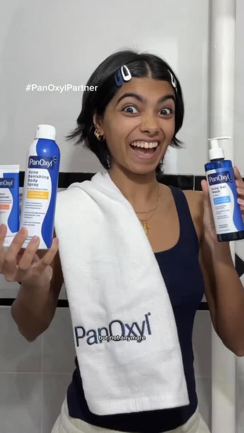 Instagram post by @kalissapersaud for PanOxyl. Caption reads: having a zitty day🫣❓ @panoxyl has your back(ne &....