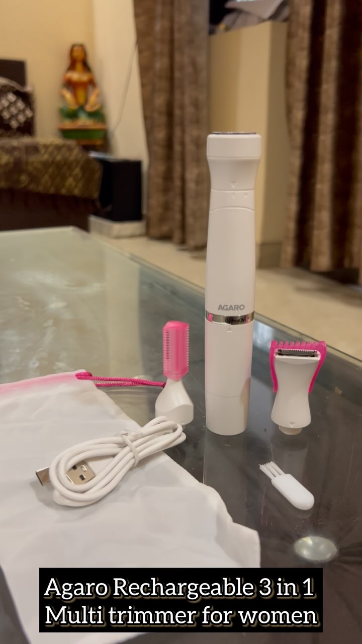 Instagram post by @mybutterfly2020 for AGARO Lifestyle. Caption reads: @theagaro_lifestyle Rechargeable 3 in 1 multi....