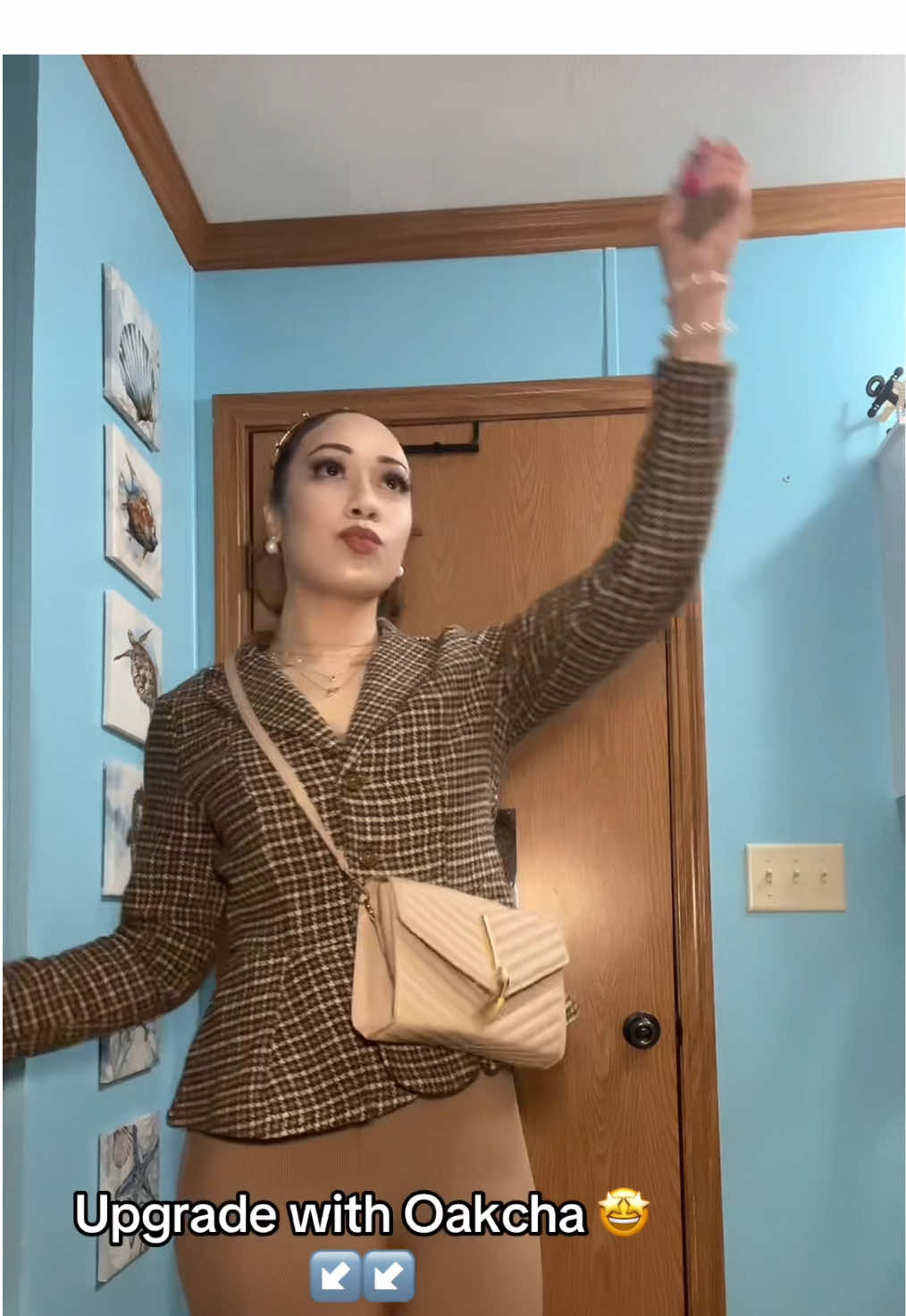 TikTok post by @heylightskinn for Oakcha. Caption reads: GRWM and my favorite @Oakcha perfume....