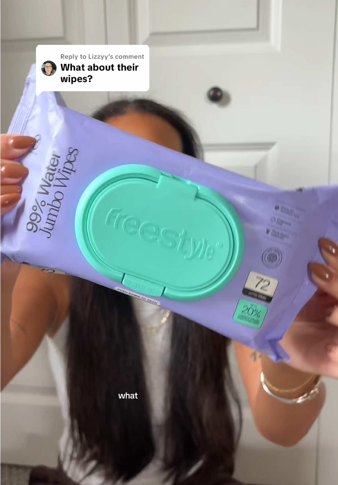 TikTok post by @tay_tayrae for Freestyle. Caption reads: [...] aka wipes I don’t have to overthink💜....