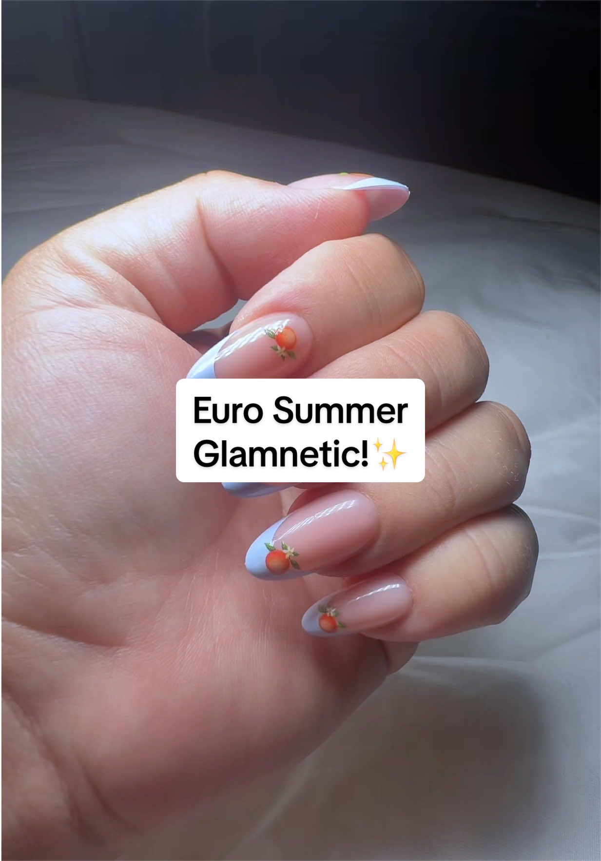 TikTok post by @southerly.co for Glamnetic. Caption reads: [...] medium almond nails from @Glamnetic always....