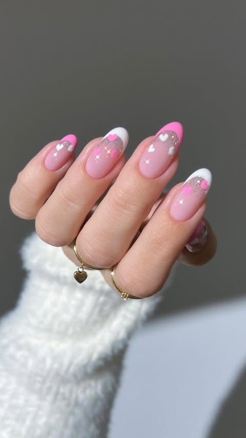 Instagram post by @heygreatnails for Apres Nail. Caption reads: [...] soft shimmer, and Valentine magic with....