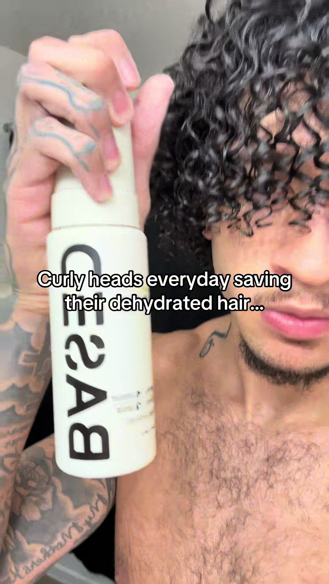 TikTok post by @dioscurls for Based BodyWorks. Caption reads: [...] #fyp #viral #curlyhair #basedbodyworks.