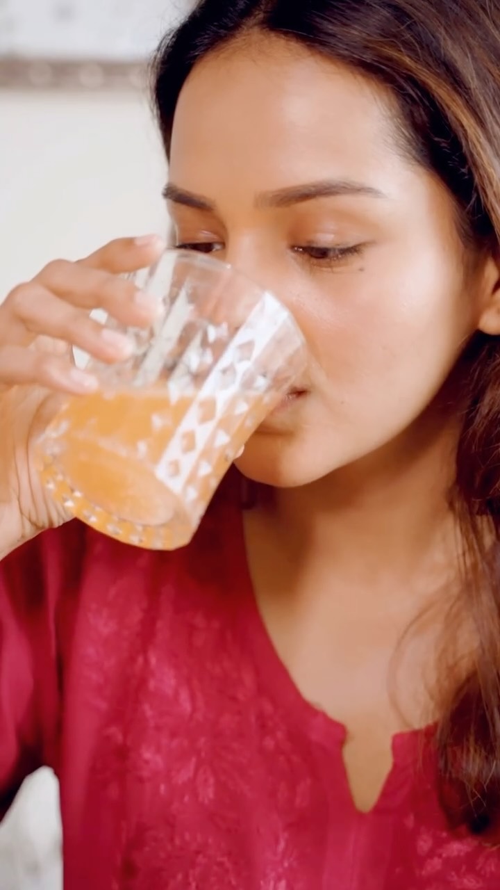 Instagram post by @titeekshaatawde for HK Vitals. Caption reads: Your skincare doesn’t start with creams, it starts....