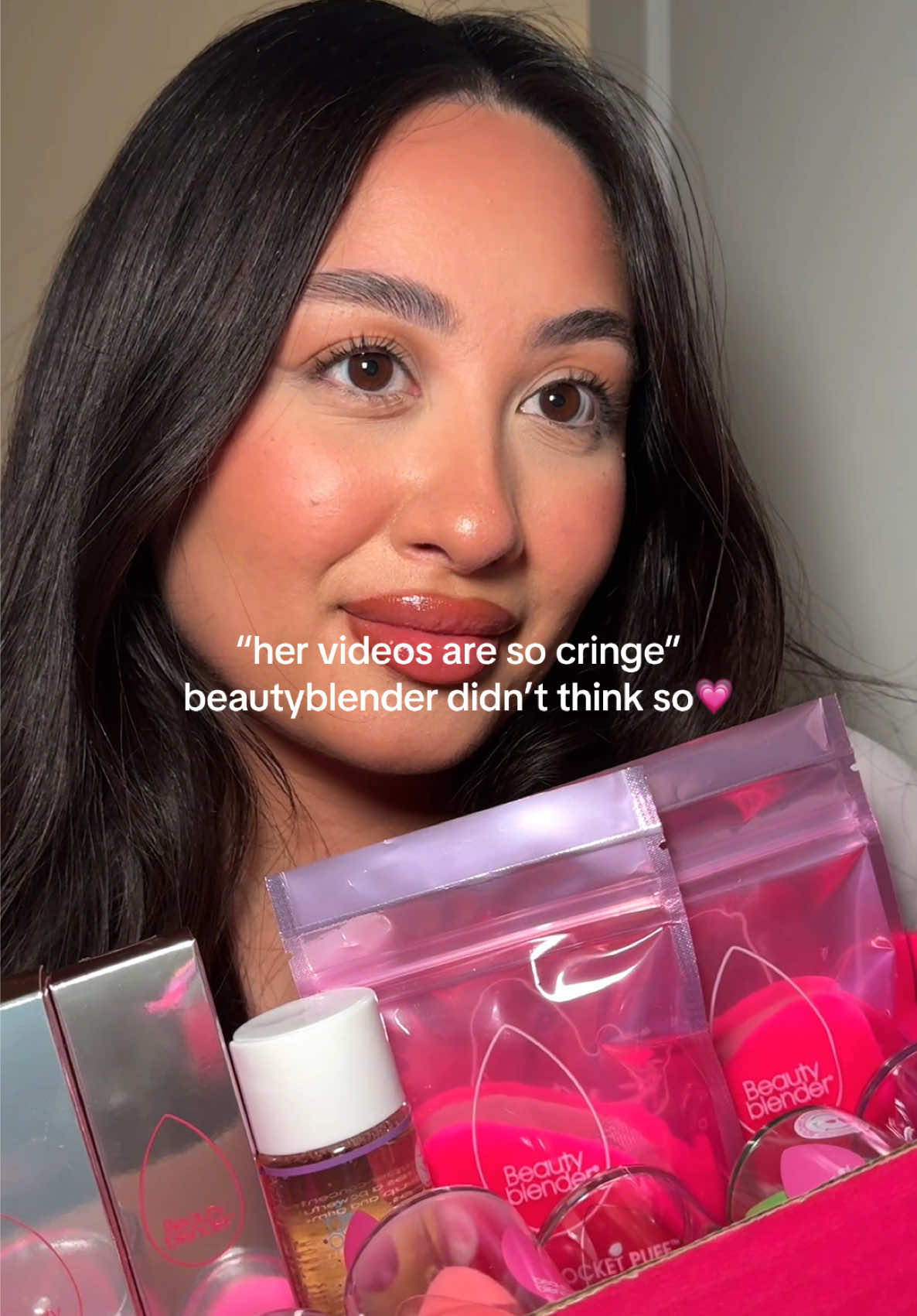 TikTok post by @cjaquino_xo for Beautyblender. Caption reads: [...] sign to keep posting💗✨  thank you....
